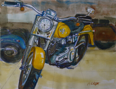 Painting titled "Harley" by Blaine Clayton, Original Artwork, Watercolor