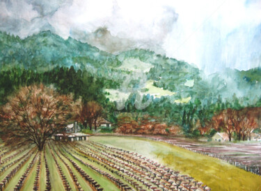 Painting titled "Napa" by Blaine Clayton, Original Artwork, Watercolor