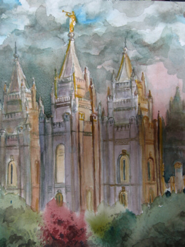 Painting titled "Mountain Of the Lord" by Blaine Clayton, Original Artwork, Watercolor