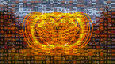 Digitale Kunst mit dem Titel "MOSAIQUE DE FLAMMES" von Blaise Lavenex, Original-Kunstwerk