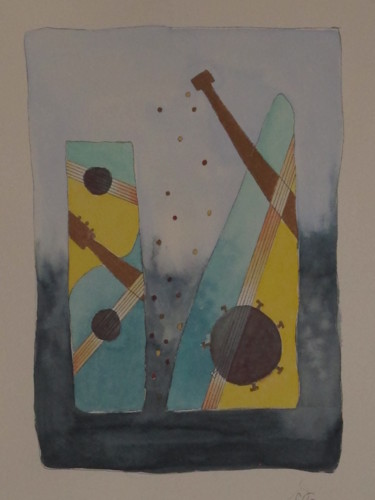 Painting titled "Composition semie-a…" by Sylvie Guinand (Blanche G.), Original Artwork, Watercolor
