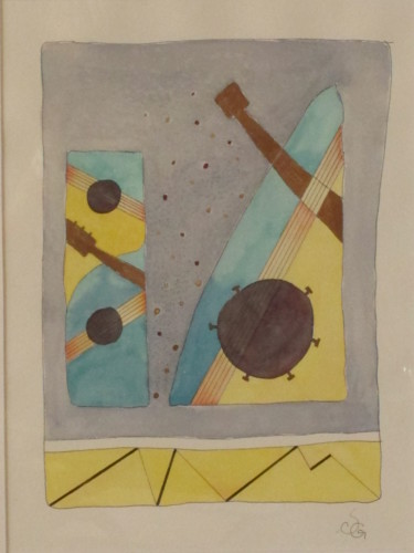 Картина под названием "Concert 1" - Sylvie Guinand (Blanche G.), Подлинное произведение искусства, Акварель