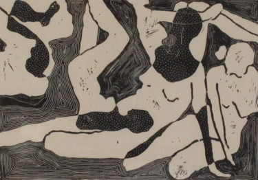 Gravures & estampes intitulée "Composition corps f…" par Sylvie Guinand (Blanche G.), Œuvre d'art originale, Linogravures