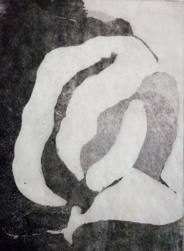 Estampas & grabados titulada "Femme nue inclinée" por Sylvie Guinand (Blanche G.), Obra de arte original, Grabado