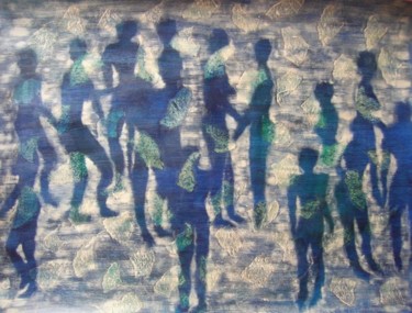 Pittura intitolato "Ensemble de silhoue…" da Sylvie Guinand (Blanche G.), Opera d'arte originale