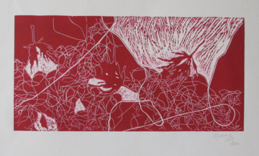 Printmaking titled "Végétal 2" by Sylvie Guinand (Blanche G.), Original Artwork, Linocuts