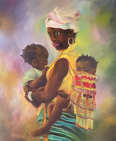 Pintura intitulada "D'Afrique" por Patricia Blanchet-Olivier, Obras de arte originais, Óleo