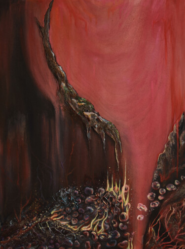 Painting titled "Déluge interne 1" by Blandine Granier, Original Artwork, Oil