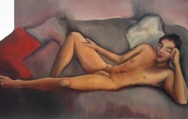 Peinture intitulée "Nu sur canapé" par Blandine Granier, Œuvre d'art originale, Acrylique