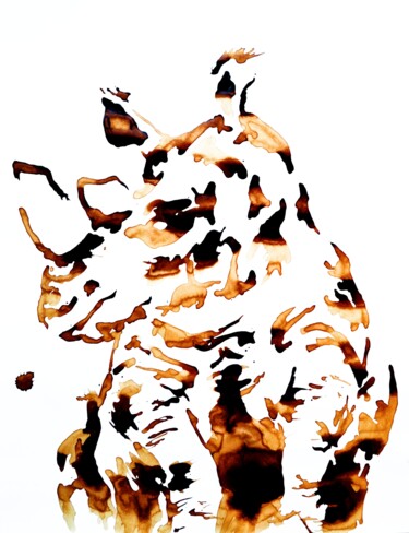 Dessin intitulée "Rhinocéros-5" par Blandine Granier, Œuvre d'art originale, Encre