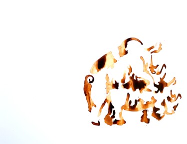 Dessin intitulée "Rhinocéros-7" par Blandine Granier, Œuvre d'art originale, Encre