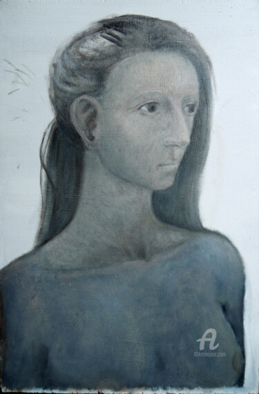 Malerei mit dem Titel "Portrait" von Blandine Sanchis, Original-Kunstwerk, Öl
