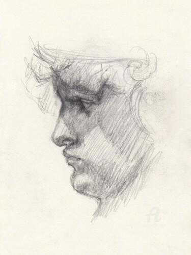 图画 标题为“Dessin d'après Rodin” 由Blandine Sanchis, 原创艺术品, 石墨