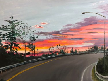 Painting titled "Sunset Over the Off…" by Blandine Broomfield, Original Artwork, Oil