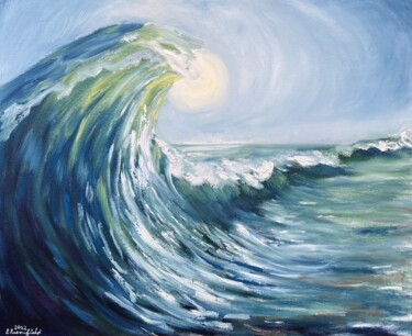 Painting titled "A Wave in the Sun" by Blandine Broomfield, Original Artwork, Oil