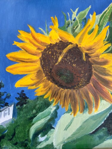 Painting titled "Nodding Sunflower" by Blandine Broomfield, Original Artwork, Oil