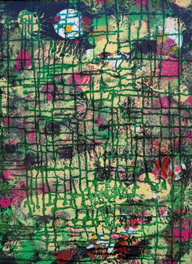 Painting titled "Grillage vert" by Blandine Sergent, Original Artwork, Acrylic
