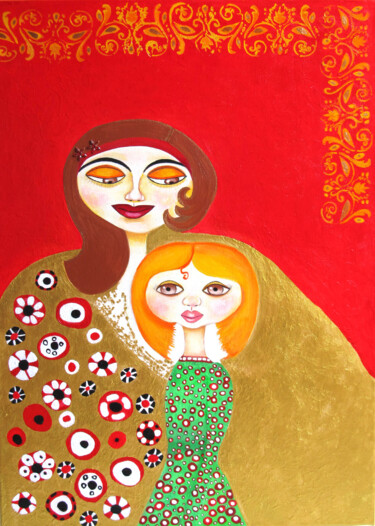 Painting titled "Proud Mother" by Blanka Mandel, Original Artwork, Acrylic