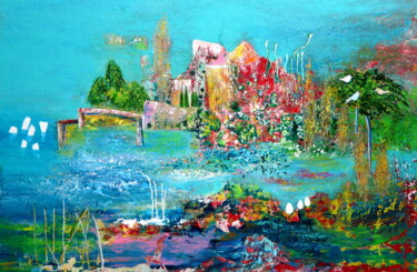 Malerei mit dem Titel "Insel der Glückseli…" von Blanka Mandel, Original-Kunstwerk, Acryl