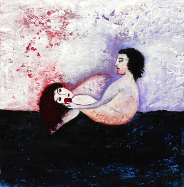 Painting titled "Adam und Eva" by Blanka Mandel, Original Artwork, Acrylic