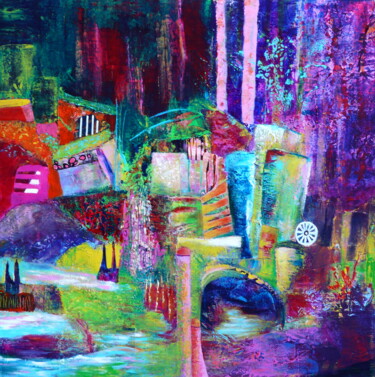 Картина под названием "Fantasialand" - Blanka Mandel, Подлинное произведение искусства, Акрил Установлен на Деревянная рама…