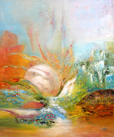 Malerei mit dem Titel "Der Stein der Weisen" von Blanka Mandel, Original-Kunstwerk, Öl