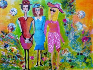 Schilderij getiteld "Freundinnen" door Blanka Mandel, Origineel Kunstwerk, Acryl Gemonteerd op Houten paneel