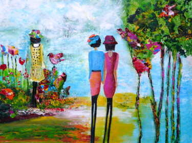 Malerei mit dem Titel "Der Spaziergang" von Blanka Mandel, Original-Kunstwerk, Acryl