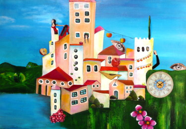 Картина под названием "Avalon- die Apfelin…" - Blanka Mandel, Подлинное произведение искусства, Акрил Установлен на Деревянн…