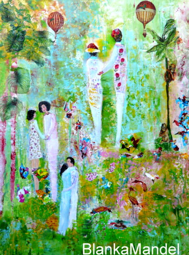 Картина под названием "Freunde  - inspirie…" - Blanka Mandel, Подлинное произведение искусства, Акрил Установлен на Деревянн…