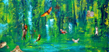 제목이 "Wildnis"인 미술작품 Blanka Mandel로, 원작, 아크릴 나무 들것 프레임에 장착됨