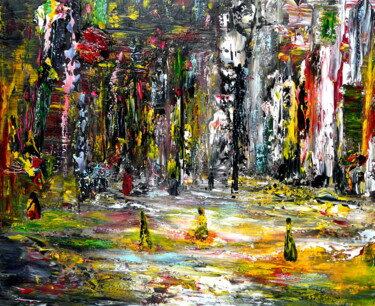 Malerei mit dem Titel "Fantasialand (3)" von Blanka Mandel, Original-Kunstwerk, Acryl Auf Keilrahmen aus Holz montiert