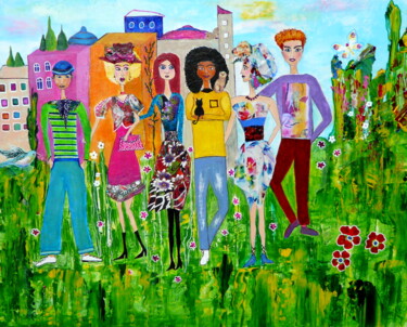 Картина под названием "Freunde" - Blanka Mandel, Подлинное произведение искусства, Акрил Установлен на Деревянная панель