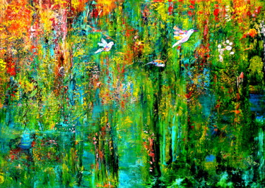 Malerei mit dem Titel "Der Wald- eine Komp…" von Blanka Mandel, Original-Kunstwerk, Acryl Auf Keilrahmen aus Holz montiert
