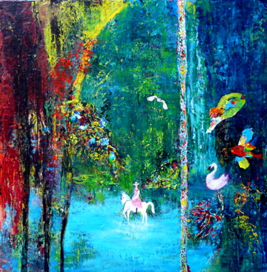 Painting titled "Land der Träume" by Blanka Mandel, Original Artwork, Acrylic Mounted on Wood Stretcher frame