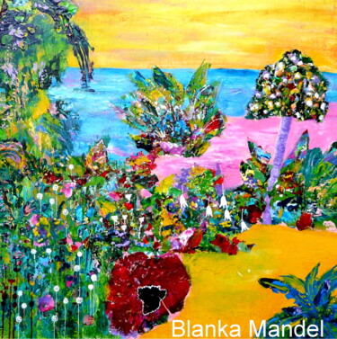 Painting titled "Paradiesgarten (4)" by Blanka Mandel, Original Artwork, Acrylic Mounted on Wood Panel