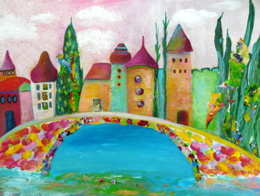 Schilderij getiteld "Die Brücke" door Blanka Mandel, Origineel Kunstwerk, Acryl