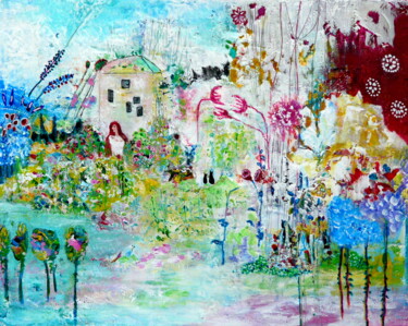 Painting titled "Sweet Home" by Blanka Mandel, Original Artwork, Acrylic Mounted on Wood Stretcher frame