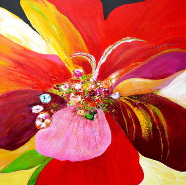 Painting titled "Blooming" by Blanka Mandel, Original Artwork, Acrylic Mounted on Wood Stretcher frame