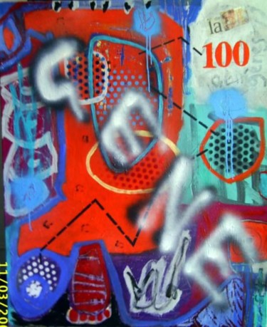 Peinture intitulée "la danse des 100 gè…" par Aquino Blan, Œuvre d'art originale