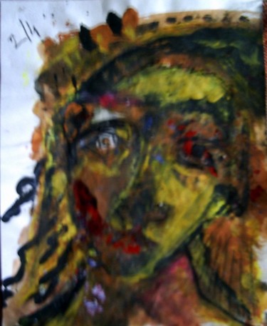Peinture intitulée "portrait jaune" par Aquino Blan, Œuvre d'art originale