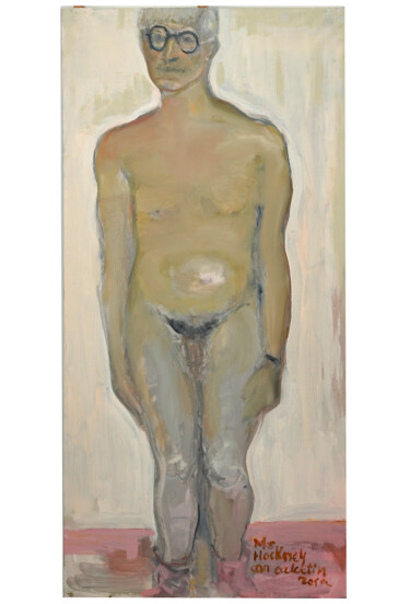 Pittura intitolato "David Hockney con c…" da Blas Parra, Opera d'arte originale, Acrilico Montato su Telaio per barella in l…