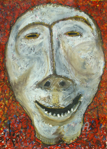 Картина под названием "GRAND MASQUE MUE-IN…" - Bruno Laxague, Подлинное произведение искусства, Масло Установлен на Деревянн…