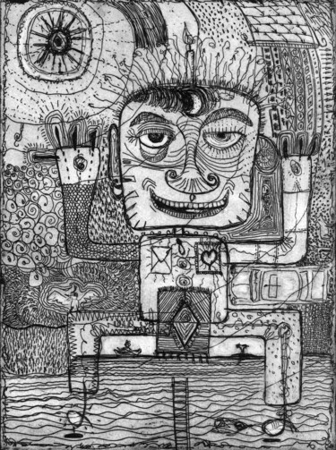 Gravures & estampes intitulée "IDOLE" par Bruno Laxague, Œuvre d'art originale, Eau-forte