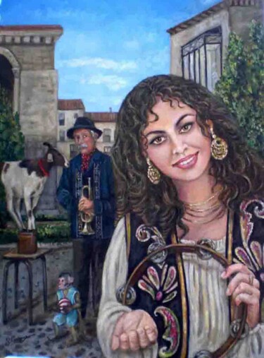 Painting titled "ZÍNGAROS" by Blázquez, Original Artwork, Oil
