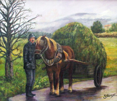 Pintura intitulada "EL CARRO DE HENO" por Blázquez, Obras de arte originais, Óleo