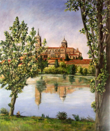 Pintura intitulada "SALAMANCA DESDE EL…" por Blázquez, Obras de arte originais, Óleo