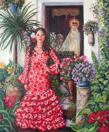 Картина под названием "A LA VERA DE NUESTR…" - Blázquez, Подлинное произведение искусства, Масло