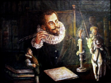 Painting titled "IMAGINANDO EL QUIJO…" by Blázquez, Original Artwork, Oil