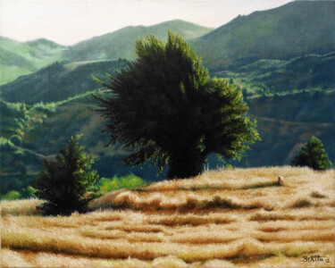 Картина под названием "Cornelian Tree" - Bledi Kita, Подлинное произведение искусства, Масло Установлен на Деревянная рама д…